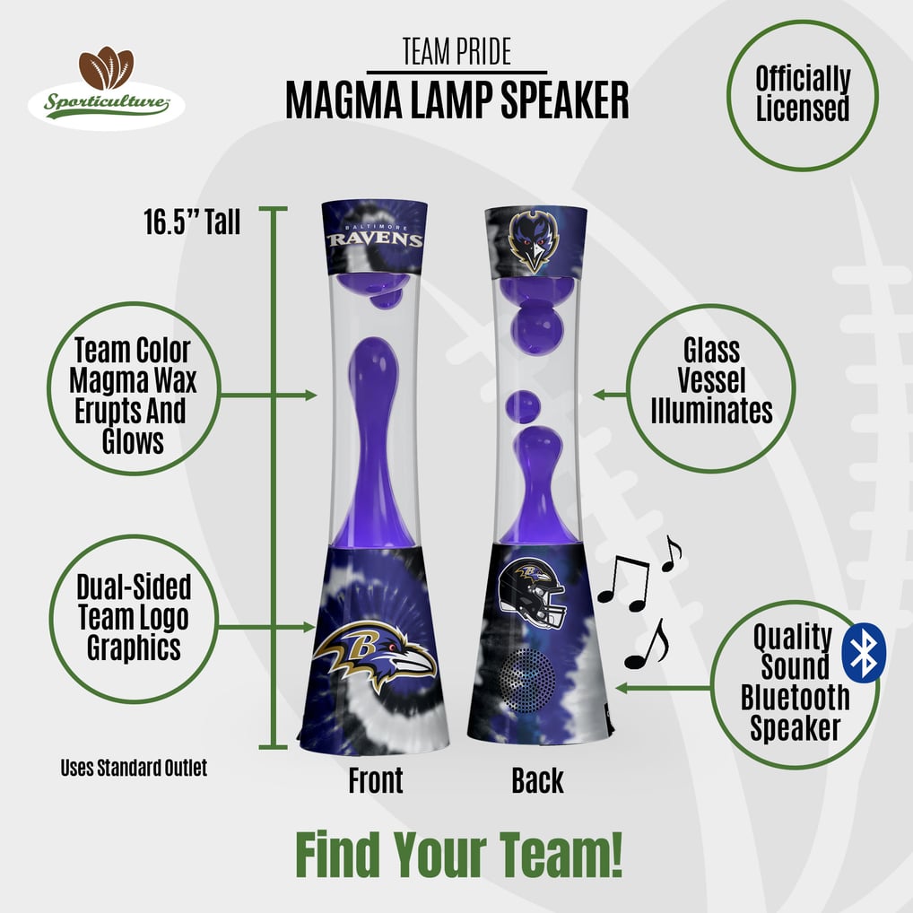 Baltimore Ravens 17" Tie-Dye Magma Lamp with Bluetooth Speaker