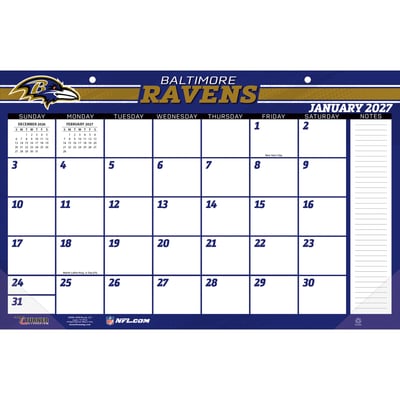 Baltimore Ravens 17" x 11" Desk Pad Calendar