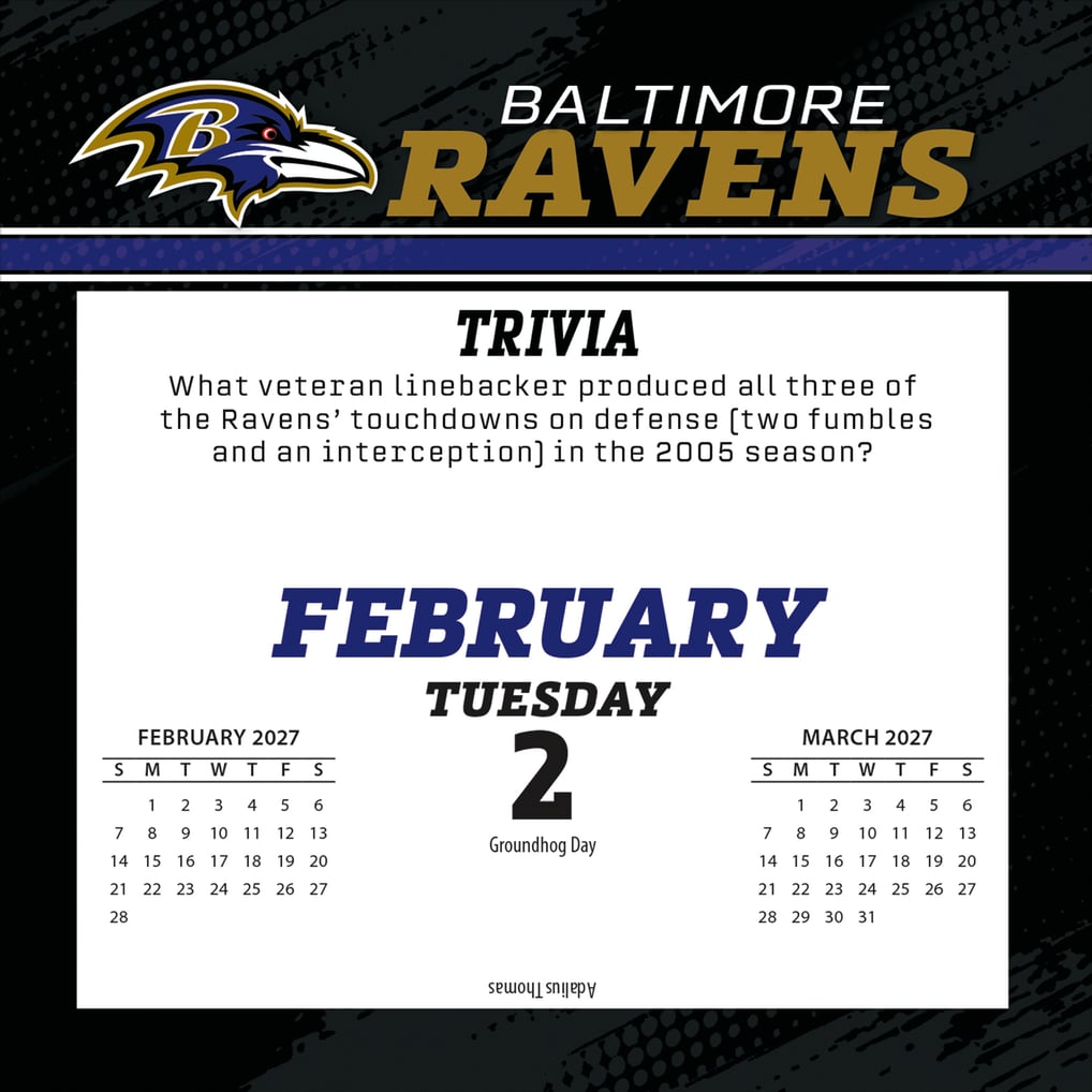Baltimore Ravens 2027 Box Calendar