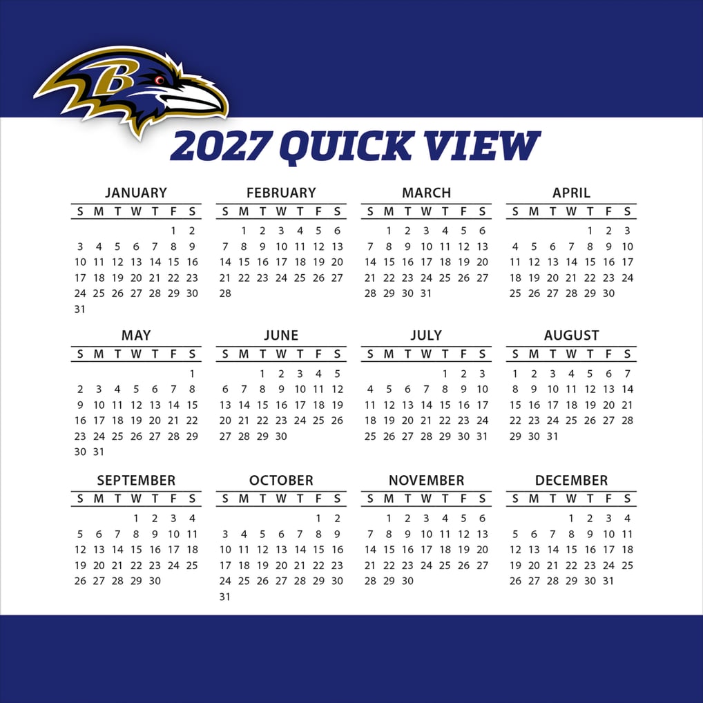 Baltimore Ravens 2027 Box Calendar