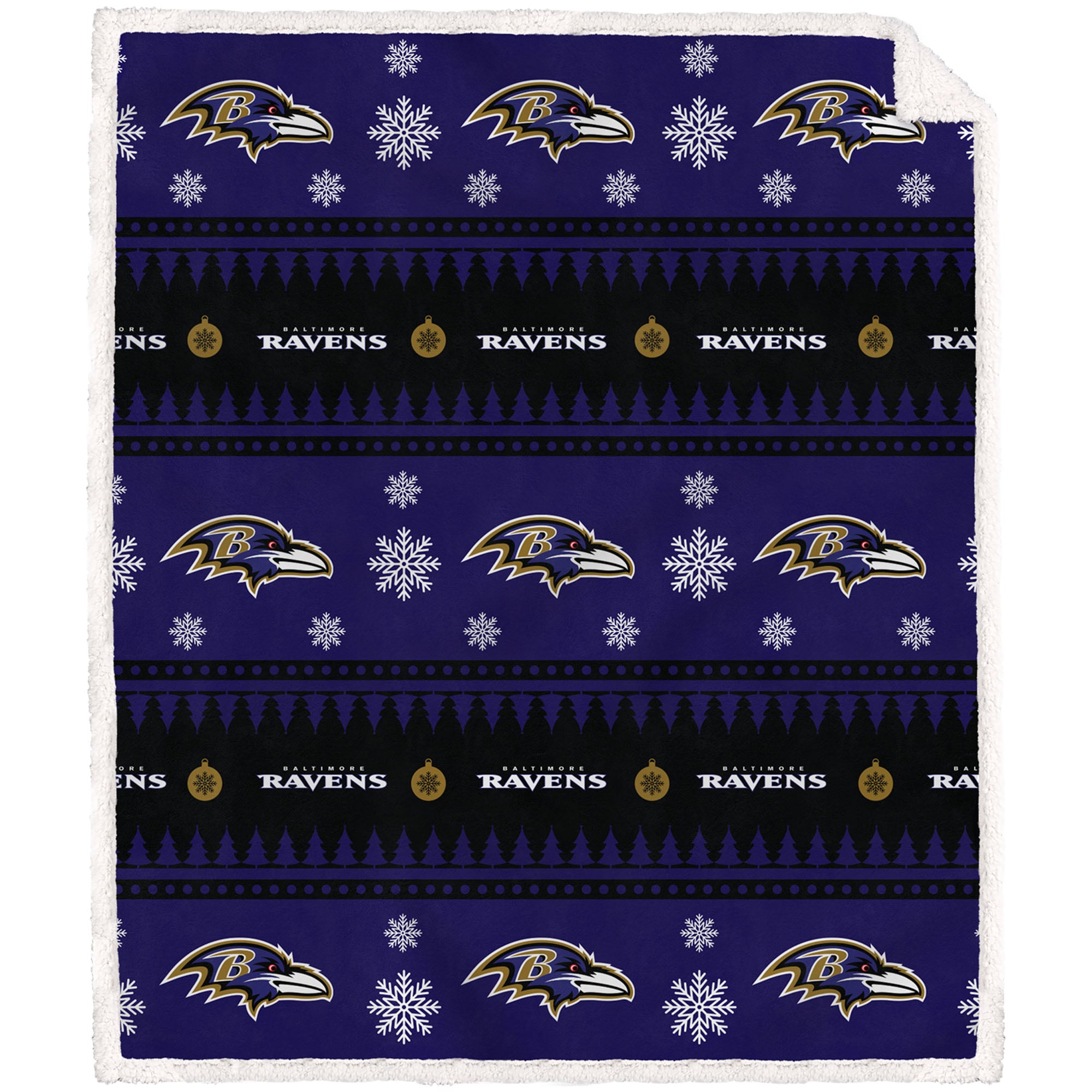 Baltimore Ravens 60'' x 70'' Holiday Gift Wrap Sherpa Flannel