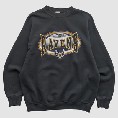 Baltimore Ravens Fruit of the Loom 90s Pullover Sweatshirt - Black - M by Fanatics Real Vintage