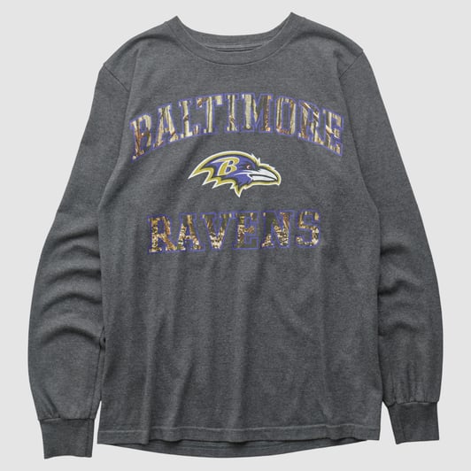Baltimore Ravens Majestic 2010s Long Sleeve T-shirt - Charcoal - S by Fanatics Real Vintage