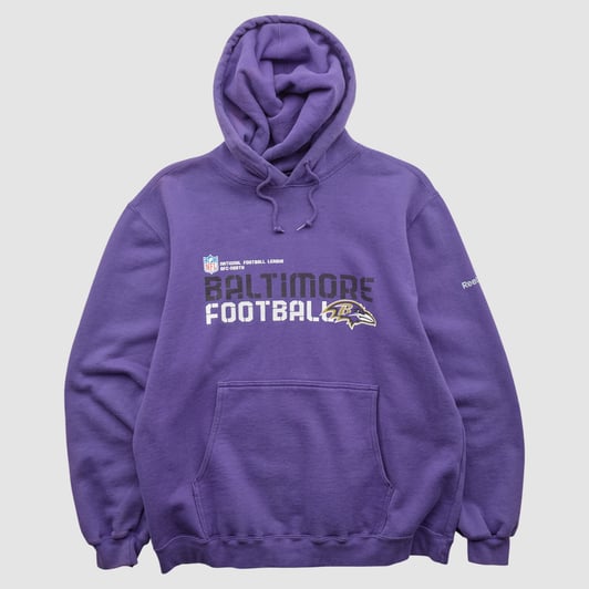 Baltimore Ravens Reebok 2000s Hooded Pullover Sweatshirt - Purple - L by Fanatics Real Vintage