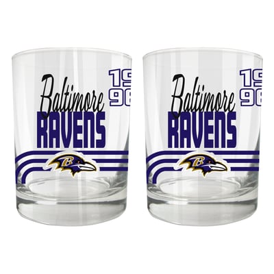 Baltimore Ravens Two-Piece 12oz. Heritage Rocks Glass Set
