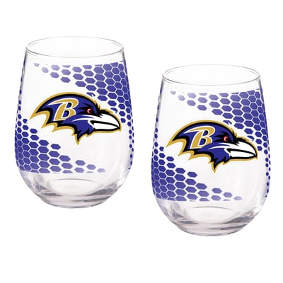 Baltimore Ravens Two-Piece 17oz. Color Fade Stemless Wine Glass Set