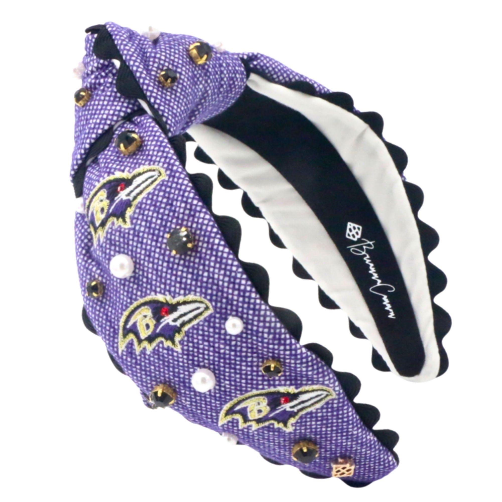 Brianna Cannon Baltimore Ravens Embroidered Headband Officially Licensed Baltimore Ravens Black and Purple Dual Scrunchie - NFL Hair  main image 4