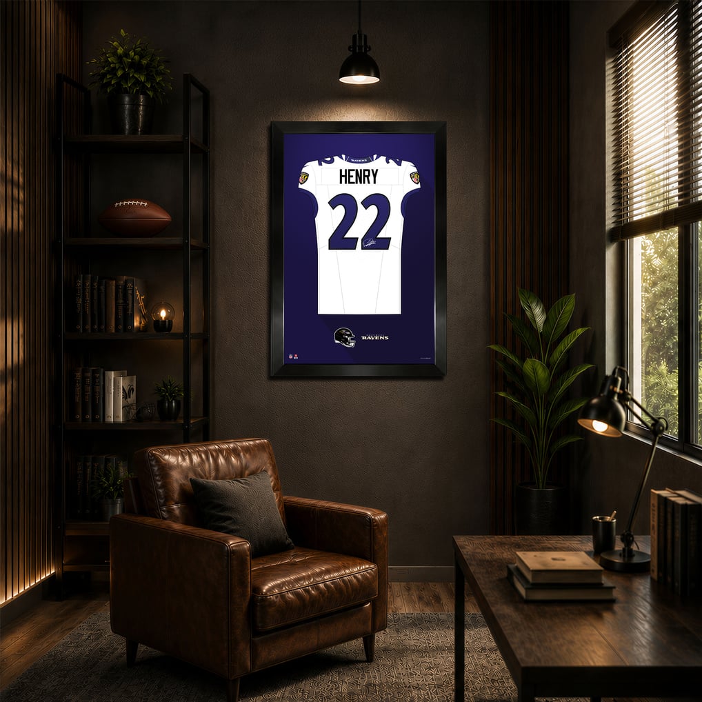 Derrick Henry Baltimore Ravens 14" x 20" Framed Jersey Art Print