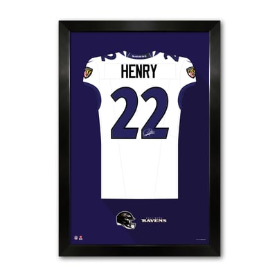 Derrick Henry Baltimore Ravens 14" x 20" Framed Jersey Art Print