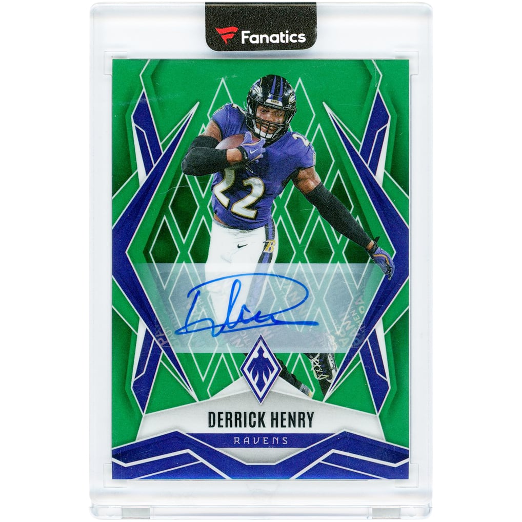 Derrick Henry Baltimore Ravens Autographed 2025 Panini Phoenix Green #10 #7/25 Card