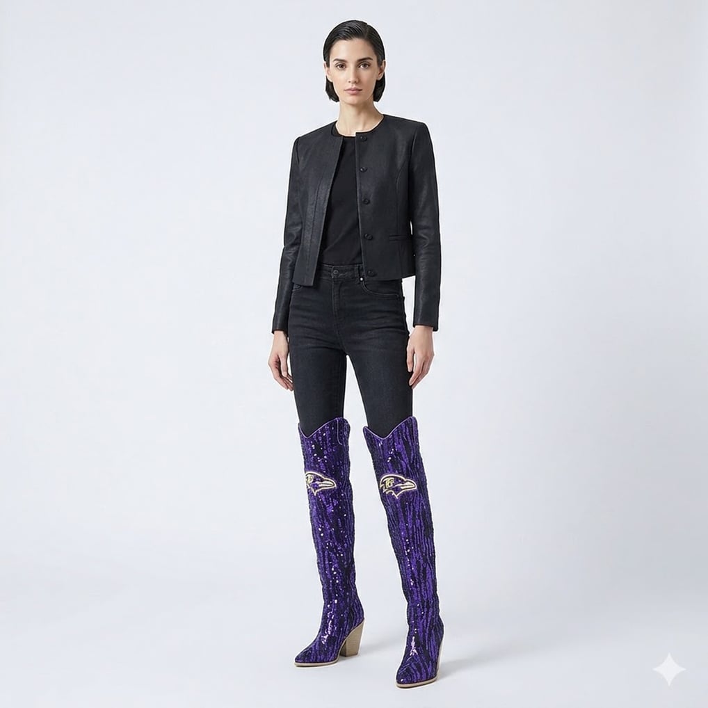  Baltimore Ravens FABGATING by Cuce Over-the-Knee Two-Tone Sequin Boots