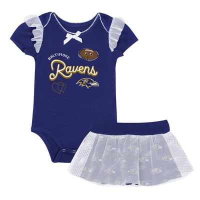 Baltimore Ravens Outerstuff Girls Infant Melted Hearts Printed Bodysuit and Skirt Set - Purple
