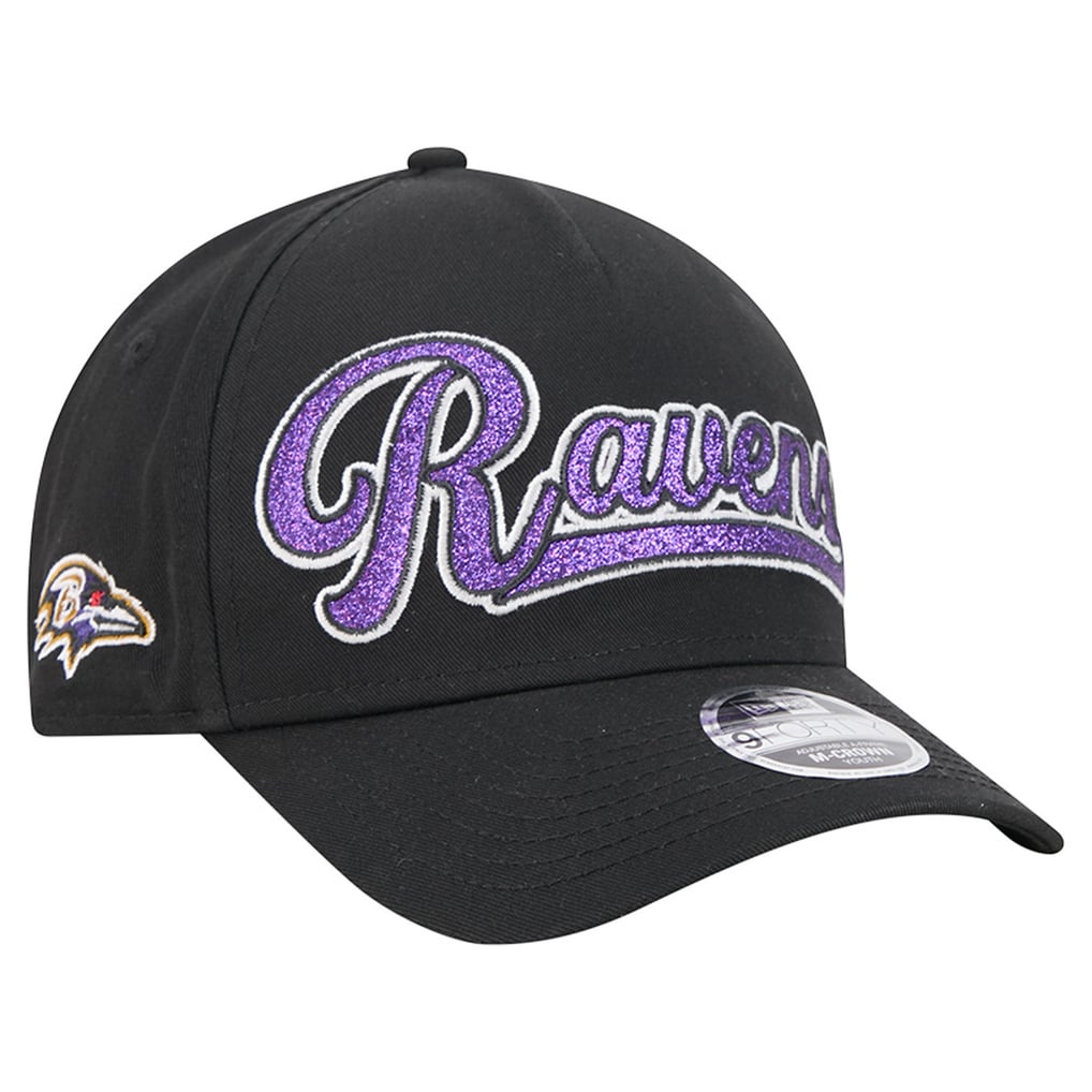 Baltimore Ravens New Era Girls' Glitz A-Frame 9FORTY Adjustable Hat - Black