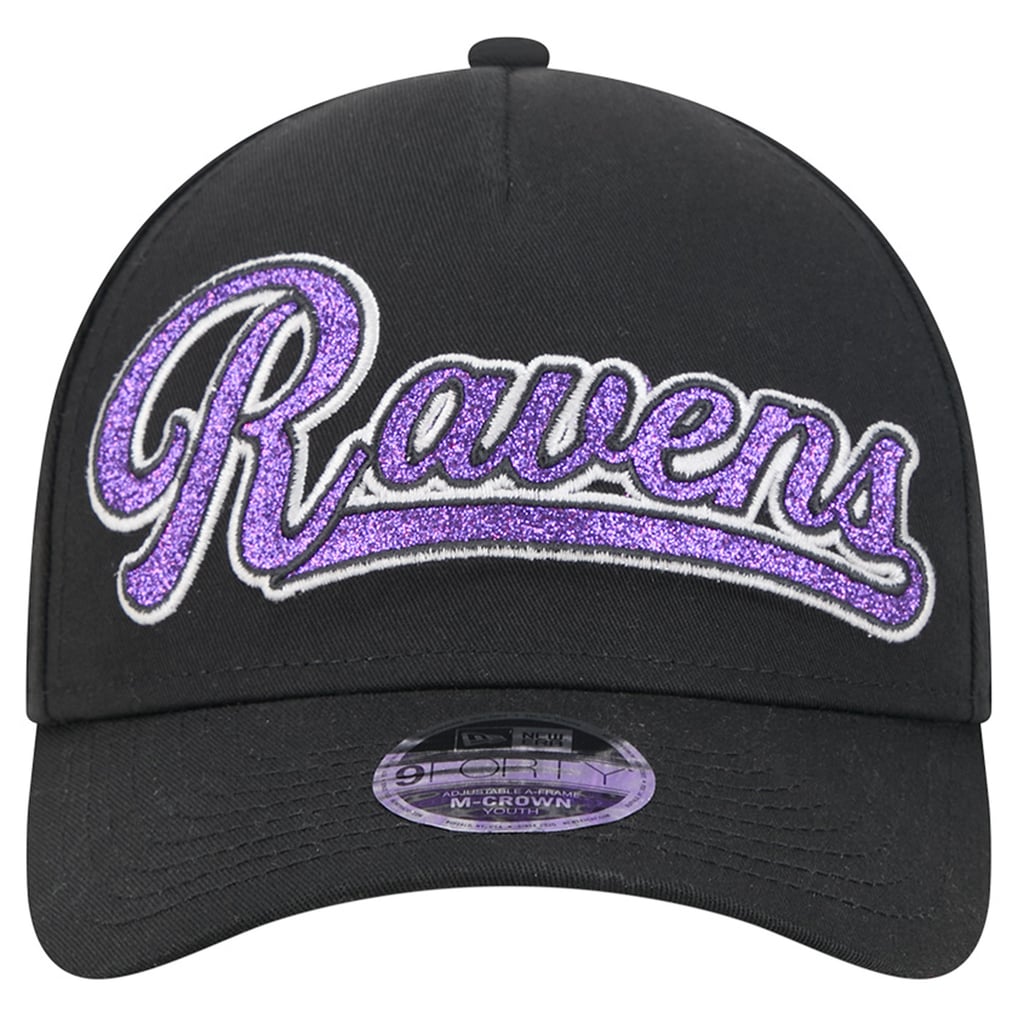 Baltimore Ravens New Era Girls' Glitz A-Frame 9FORTY Adjustable Hat - Black