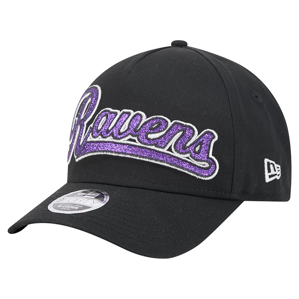 Baltimore Ravens New Era Girls' Glitz A-Frame 9FORTY Adjustable Hat - Black