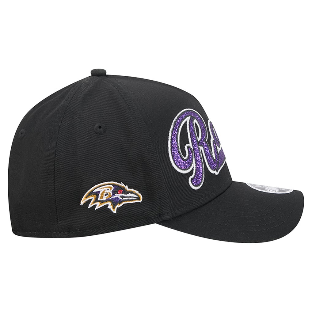 Baltimore Ravens New Era Girls' Glitz A-Frame 9FORTY Adjustable Hat - Black