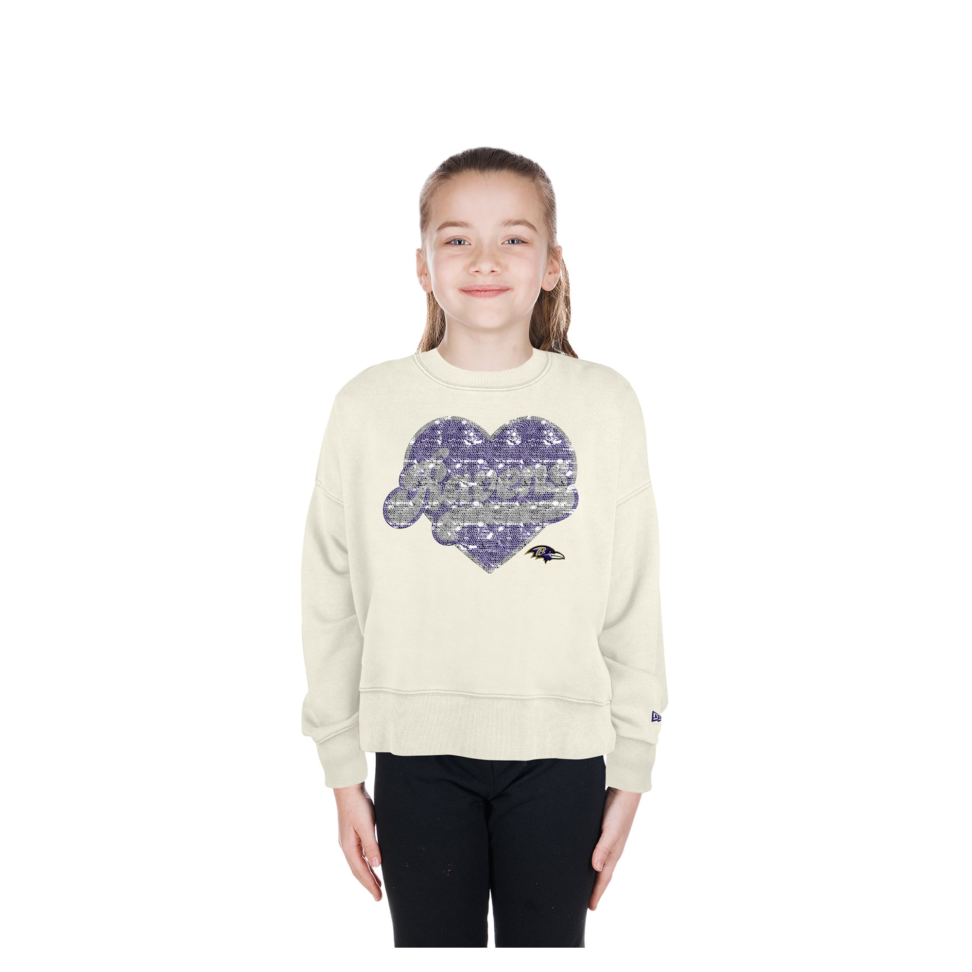 New Era Baltimore Ravens Girls Youth Light Beige Flip Sequin Crewneck ...