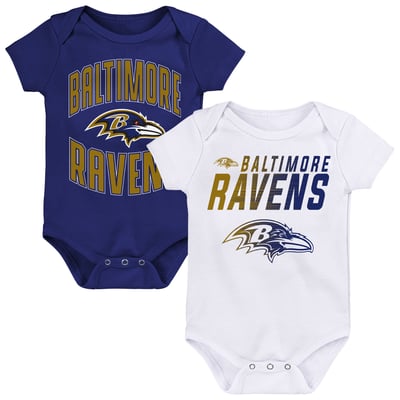 Baltimore Ravens Outerstuff Infant Snuggle Blitz 2-Pack Bodysuit Set - Purple/White