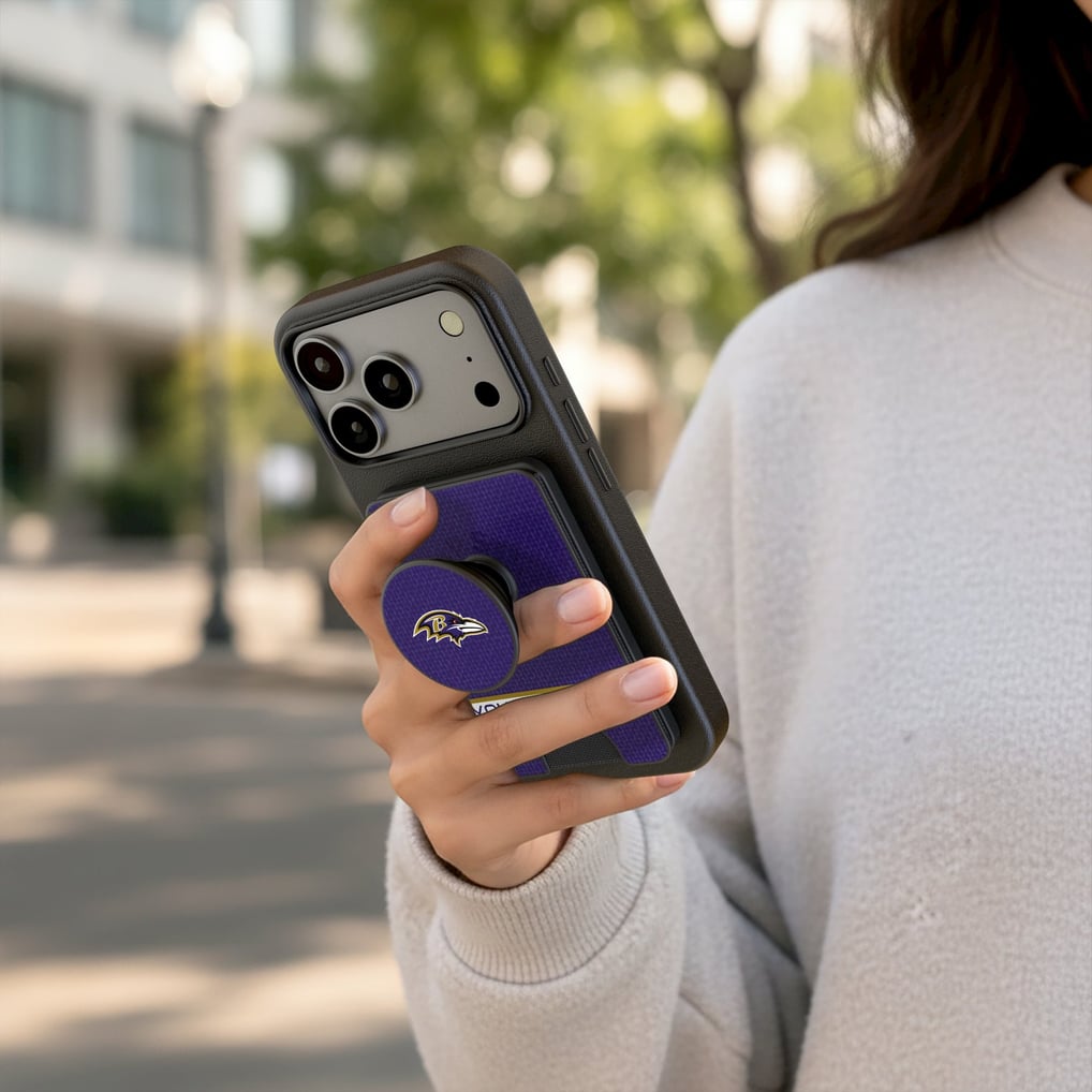 Baltimore Ravens Keyscaper Personalized Endzone Solid PopSockets Magnetic Wallet
