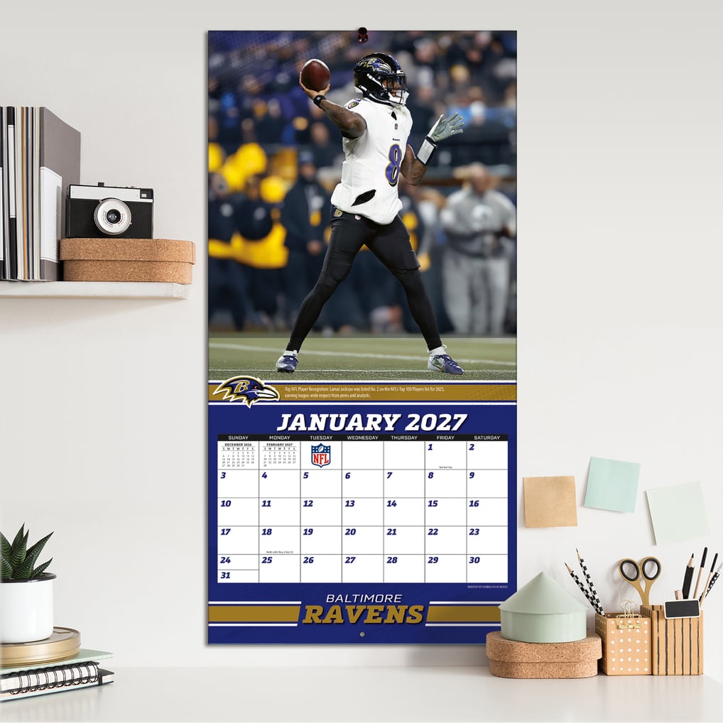Lamar Jackson Baltimore Ravens 12" x 12" 2027 Player Wall Calendar