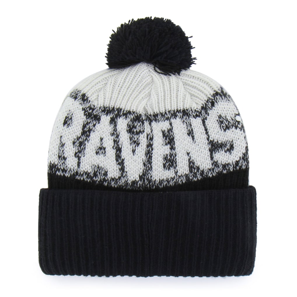  Baltimore Ravens '47  Bone Chill Cuffed Knit Hat with Pom - Black
