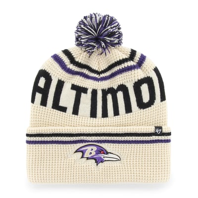  Baltimore Ravens '47 Quattrle Cuffed Knit Hat with Pom - Natural