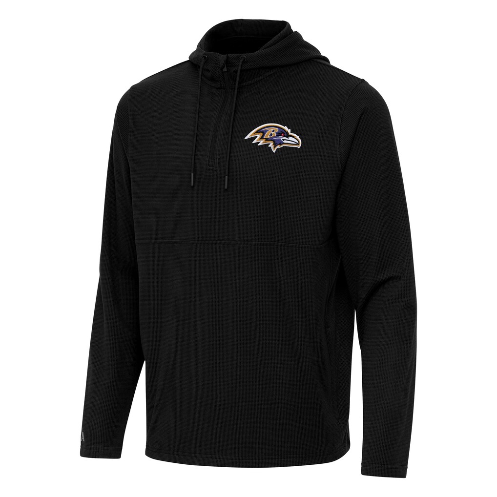 Baltimore Ravens Antigua Connected Quarter-Zip Pullover Hoodie - Black