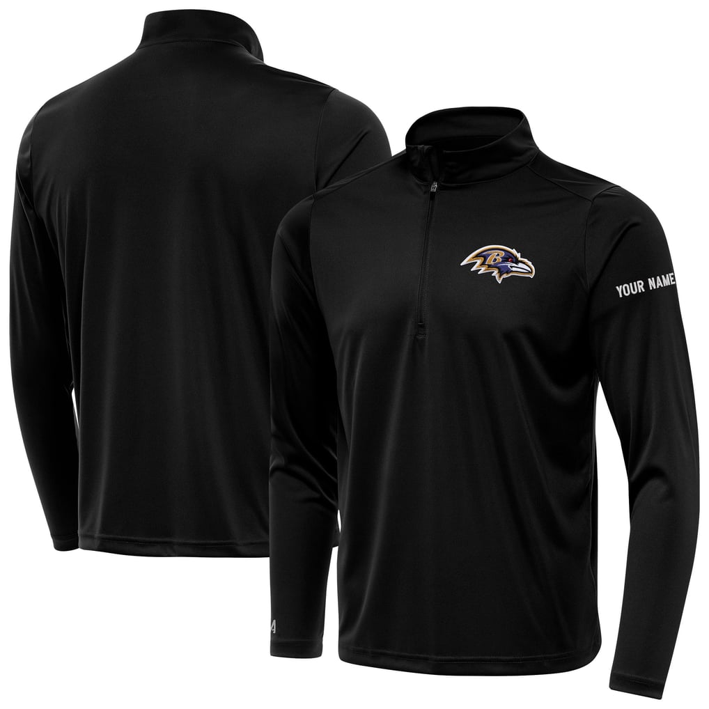 Baltimore Ravens Antigua  Personalized Tribute Quarter-Zip Pullover - Black