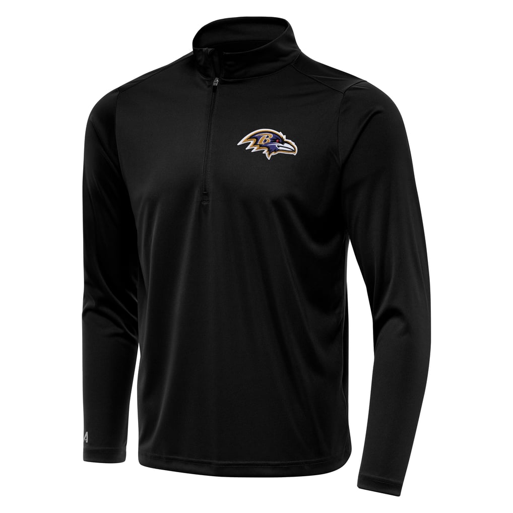 Baltimore Ravens Antigua  Personalized Tribute Quarter-Zip Pullover - Black