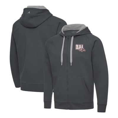 Baltimore Ravens Antigua Woodland Camo Victory Full-Zip Hoodie - Charcoal