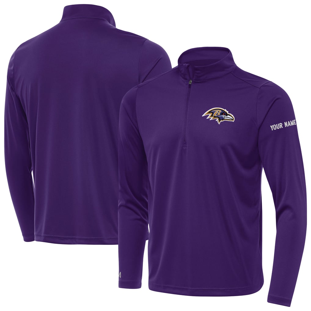 Baltimore Ravens Antigua  Personalized Tribute Quarter-Zip Pullover - Purple