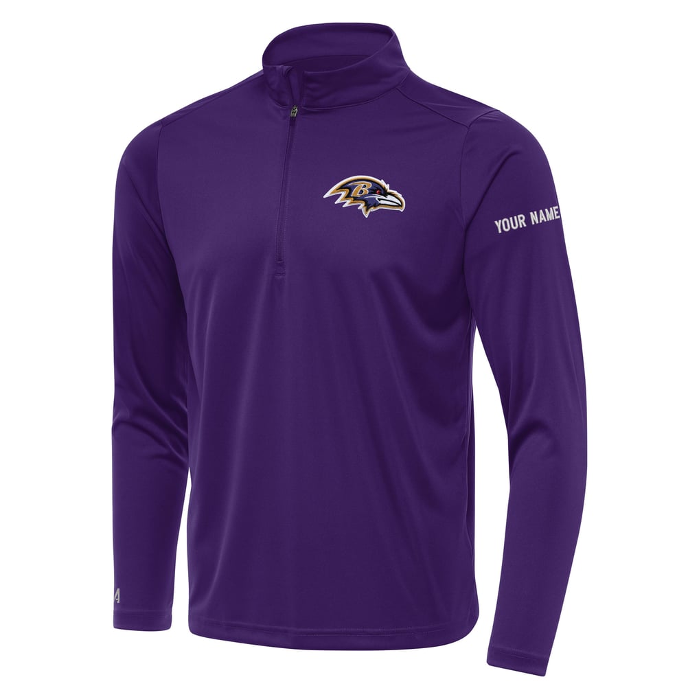 Baltimore Ravens Antigua  Personalized Tribute Quarter-Zip Pullover - Purple