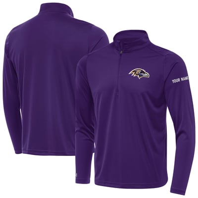 Baltimore Ravens Antigua  Personalized Tribute Quarter-Zip Pullover - Purple