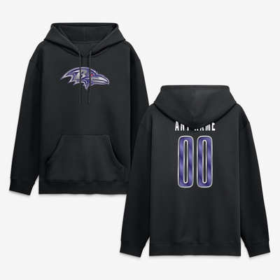 Baltimore Ravens Big & Tall Forged Mascot Personalized Name & Number Hoodie - Black