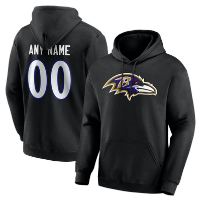 Baltimore Ravens Big & Tall Team Authentic Personalized Name & Number Hoodie - Black