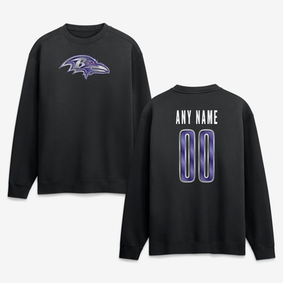 Baltimore Ravens  Forged Mascot Personalized Name & Number Sweatshirt - Black