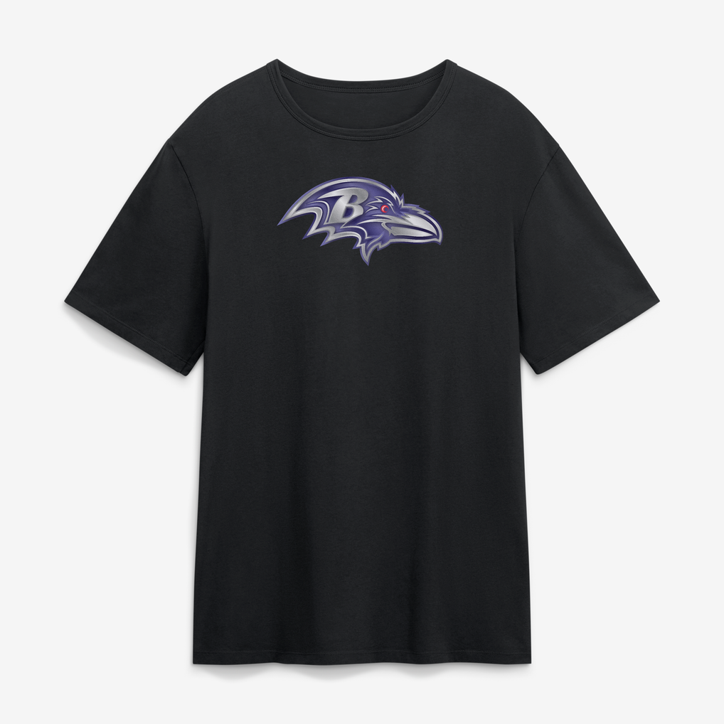 Baltimore Ravens  Metallic Mascot T-Shirt - Black