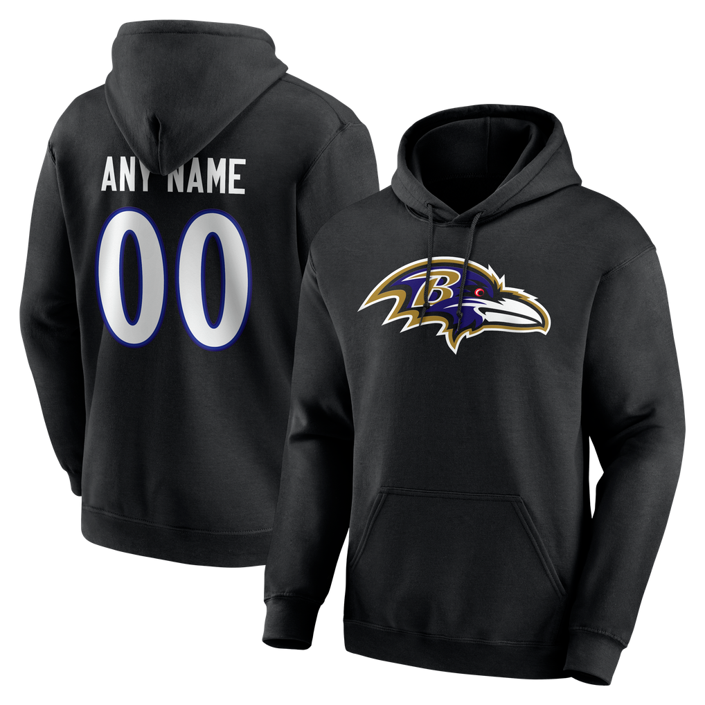 Baltimore Ravens  Team Authentic Personalized Name & Number Hoodie - Black