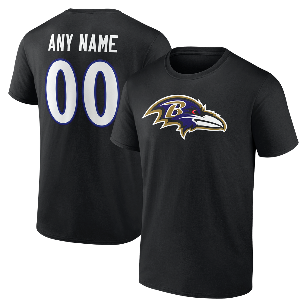 Baltimore Ravens  Team Authentic Personalized Name & Number T-Shirt - Black