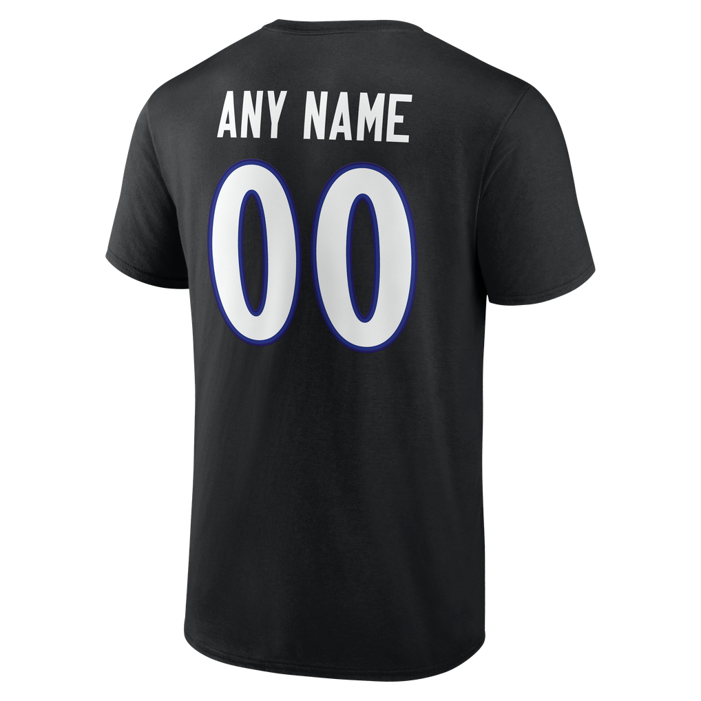 Baltimore Ravens  Team Authentic Personalized Name & Number T-Shirt - Black