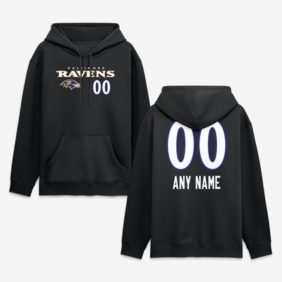Baltimore Ravens  Touchdown Wordmark Personalized Name & Number Hoodie - Black