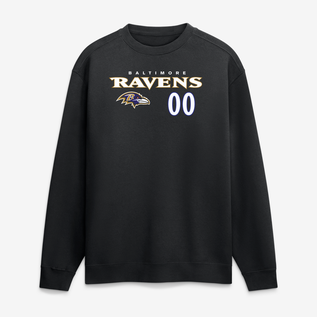 Baltimore Ravens  Touchdown Wordmark Personalized Name & Number Sweatshirt - Black