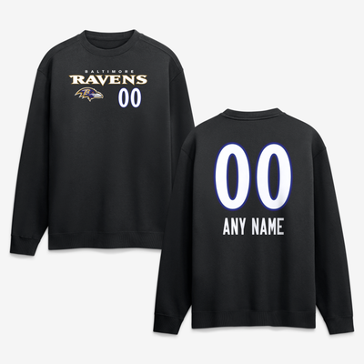 Baltimore Ravens  Touchdown Wordmark Personalized Name & Number Sweatshirt - Black