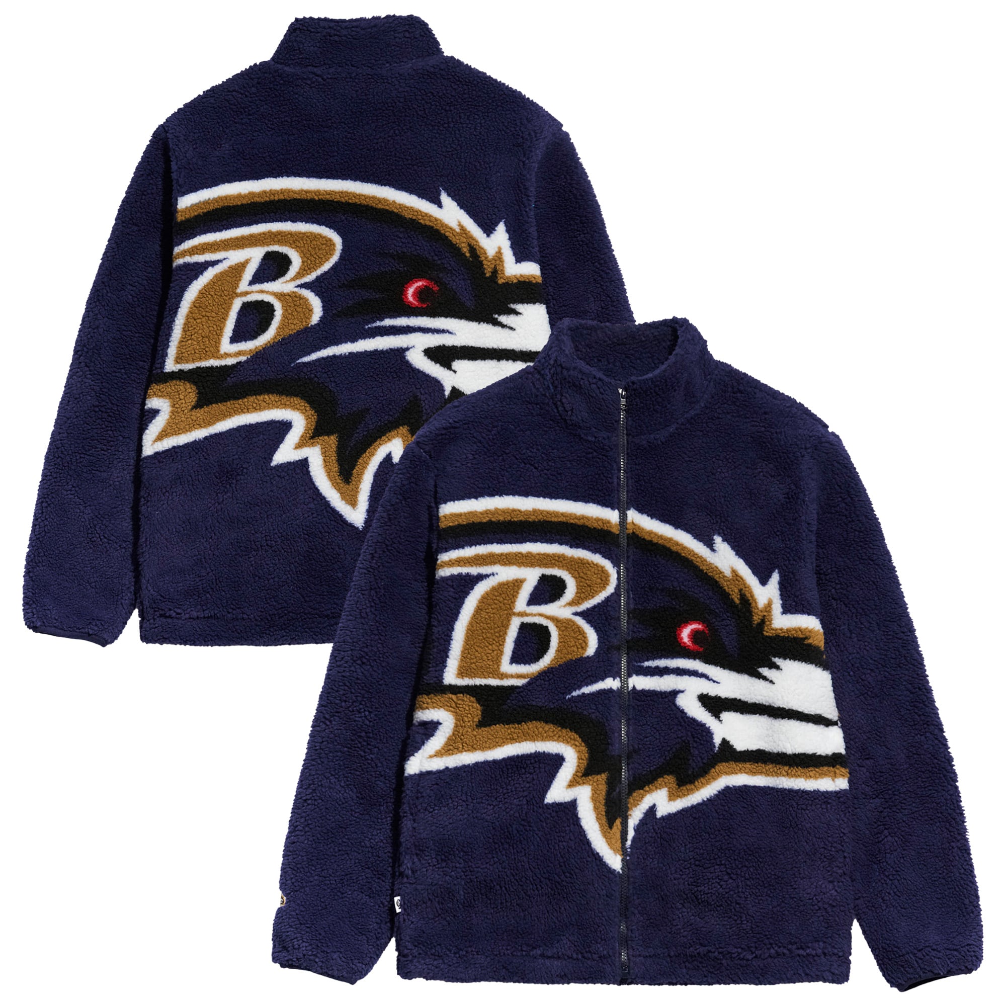 Men's Chalk Line Purple Baltimore Ravens Big Logo Full-Zip Sherpa Jacket