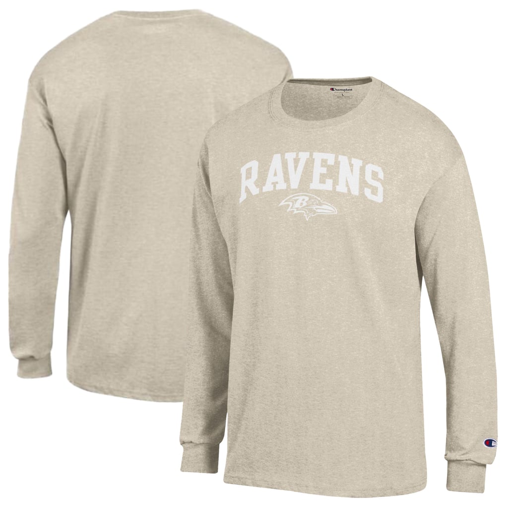  Baltimore Ravens Champion White Ink Jersey Long Sleeve T-Shirt - Heather Oatmeal