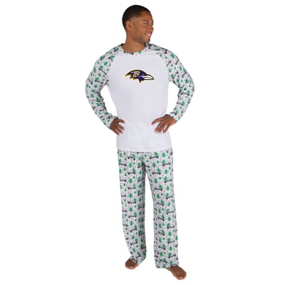 Baltimore Ravens Concepts Sport Frostbite Knit Long Sleeve Top & Pants Sleep Set - White