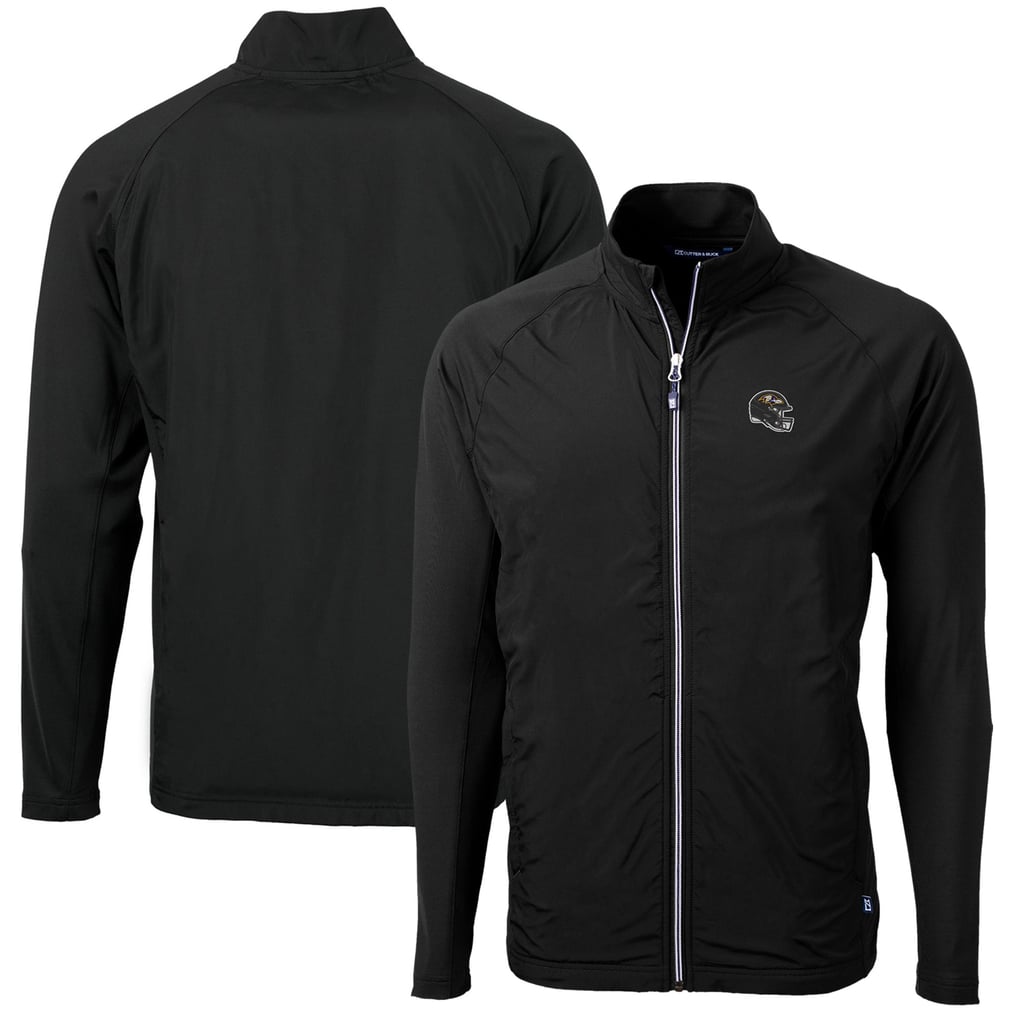  Baltimore Ravens Cutter & Buck Helmet Adapt Eco Knit Hybrid Recycled Full-Zip Jacket - Black