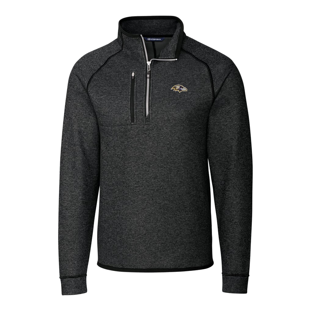 Baltimore Ravens Cutter & Buck Big & Tall Mainsail Sweater-Knit Half-Zip Jacket - Heather Charcoal