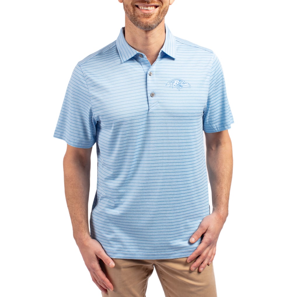 Baltimore Ravens Cutter & Buck Men's Forge Eco Heathered Stripe Stretch Recycled Polo - Mint