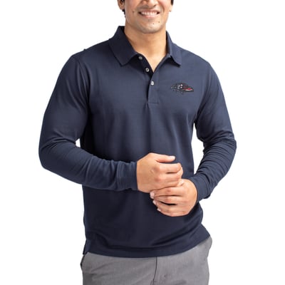 Baltimore Ravens Cutter & Buck Advantage Pique Long Sleeve Polo - Navy
